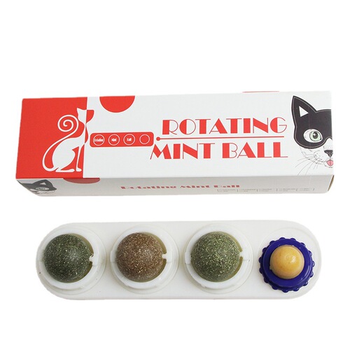 Catnip spinning ball, cat self-pleasure toy manufacturer, teeth cleaning, chewing wood, polygonum, mint cat snacks