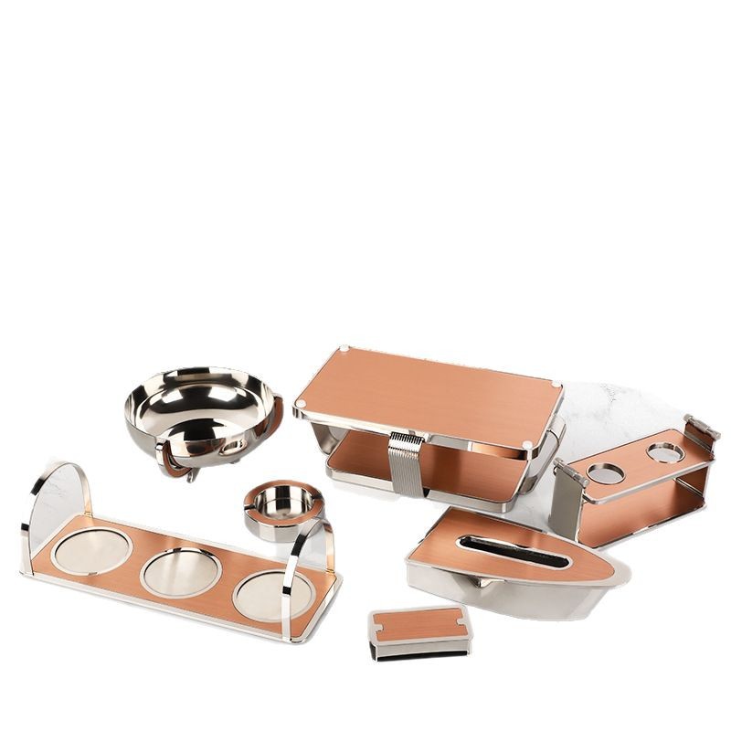 Ktv acero inoxidable cepillado conjunto completo suministros de Decoración de mesa caja de negocios Cenicero plato de fruta Luz de lujo decoración de escritorio traje