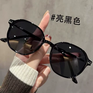 新款高级感偏光太阳镜女士防紫外线茶色墨镜超轻复古圆框太阳眼镜