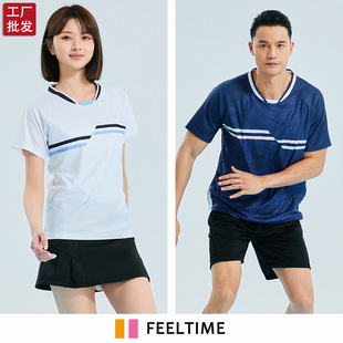 [Feeltime Factory Store] New Men's and Women's Classy Badminton Suit Quick-Drying Training Suit Short-Sleeved Top