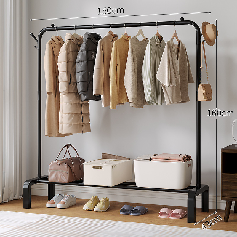 Single pole 150cm reinforced black | storage rack + coat hook