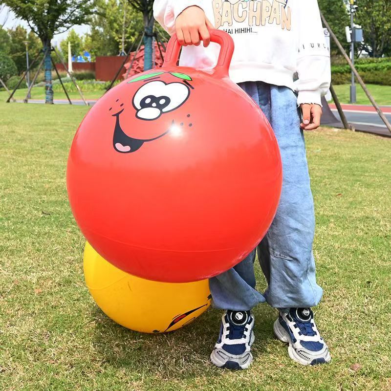 Factory Direct Supply 45cm Children's Handle Ball Large Bouncing Ball Inflatable Elastic Bouncing Ball Sensory Training Sports Category