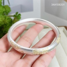 9999纯银手镯女款描金蝴蝶祥云古法闭口手环珐琅彩民族风手饰批发
