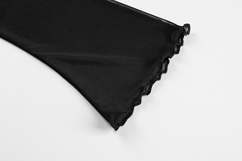 Women Autumn Winter Sexy Cropped Mesh Lace up Drawstring Short Long Sleeve Backless Top