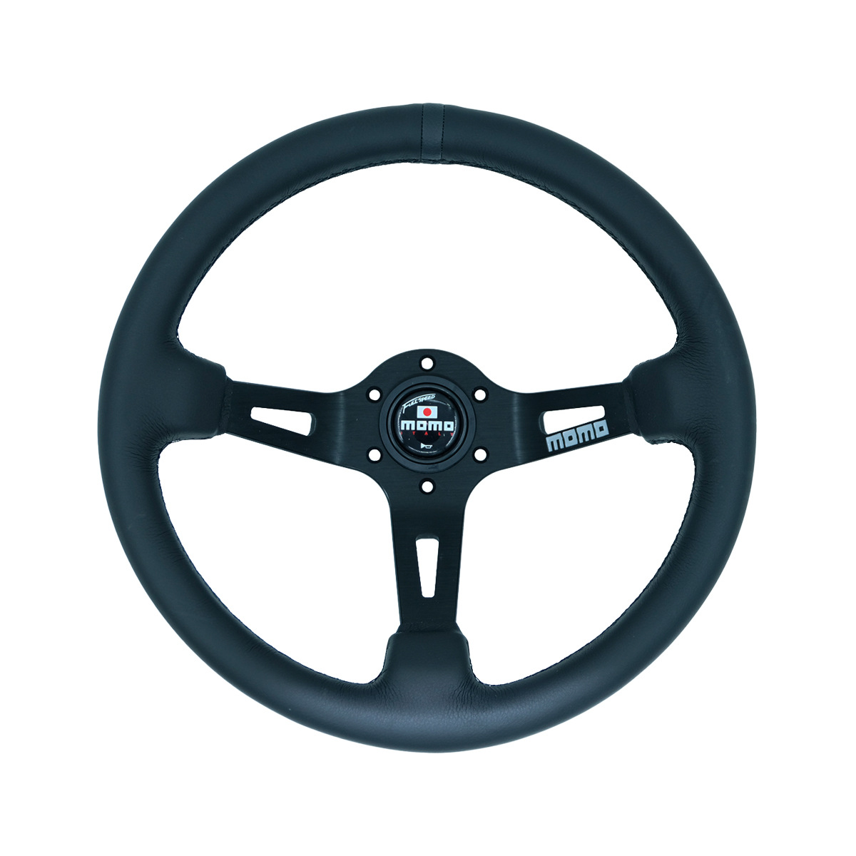Universal – Steering wheel Quick Release Steering - genuine-leather-black-ring-black-stitching