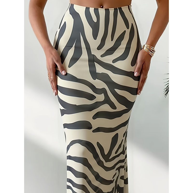 Vestido Largo de Playa para Mujer, Poliéster y Elastano, Sin Aros, Estampado de Rayas, para Vacaciones y Natación