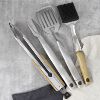 The new cross-border BBQ barbecue tool Acacia Handle outdoors Picnic High-end Stainless steel BBQ barbecue tool