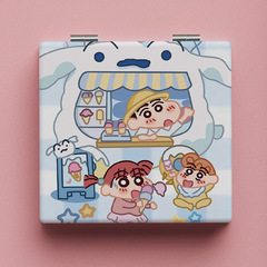 Crayon Shin-chan Portable Makeup Mirror High-Quality Student Foldable Mirror for Girls INS Girl Heart Makeup Mirror Dorm Mirror