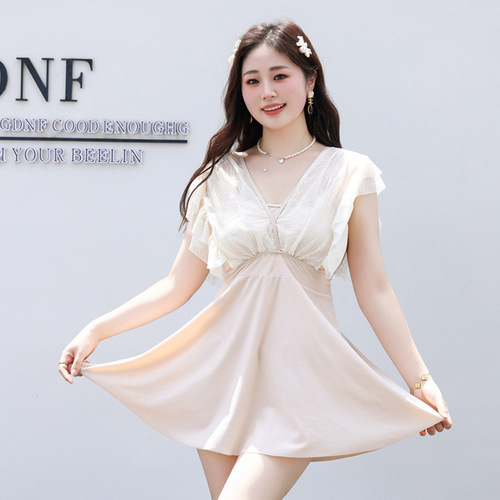 2024 new swimsuits with added fat, conservative slimming, belly-covering, fat girl hot spring plus size Korean version hot spring swimsuit for women