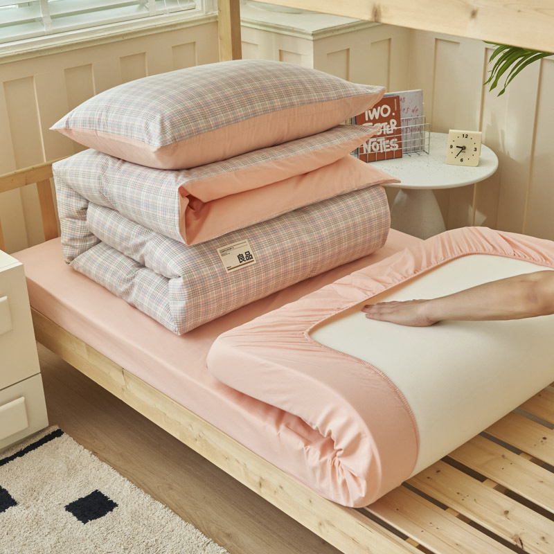 Algodón puro dormitorio universitario cama de tres piezas algodón 2025 verano nuevo estilo funda edredón sábana ropa de cama sábana ropa de cama