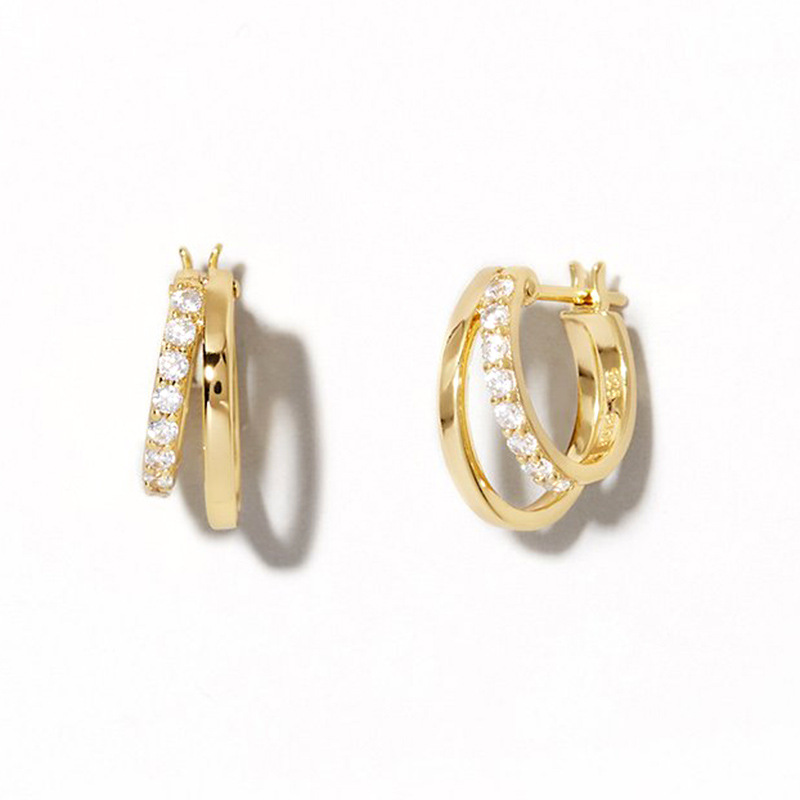 Orecchini a cerchio geometrici con zirconi set per donna chic_voghion.com