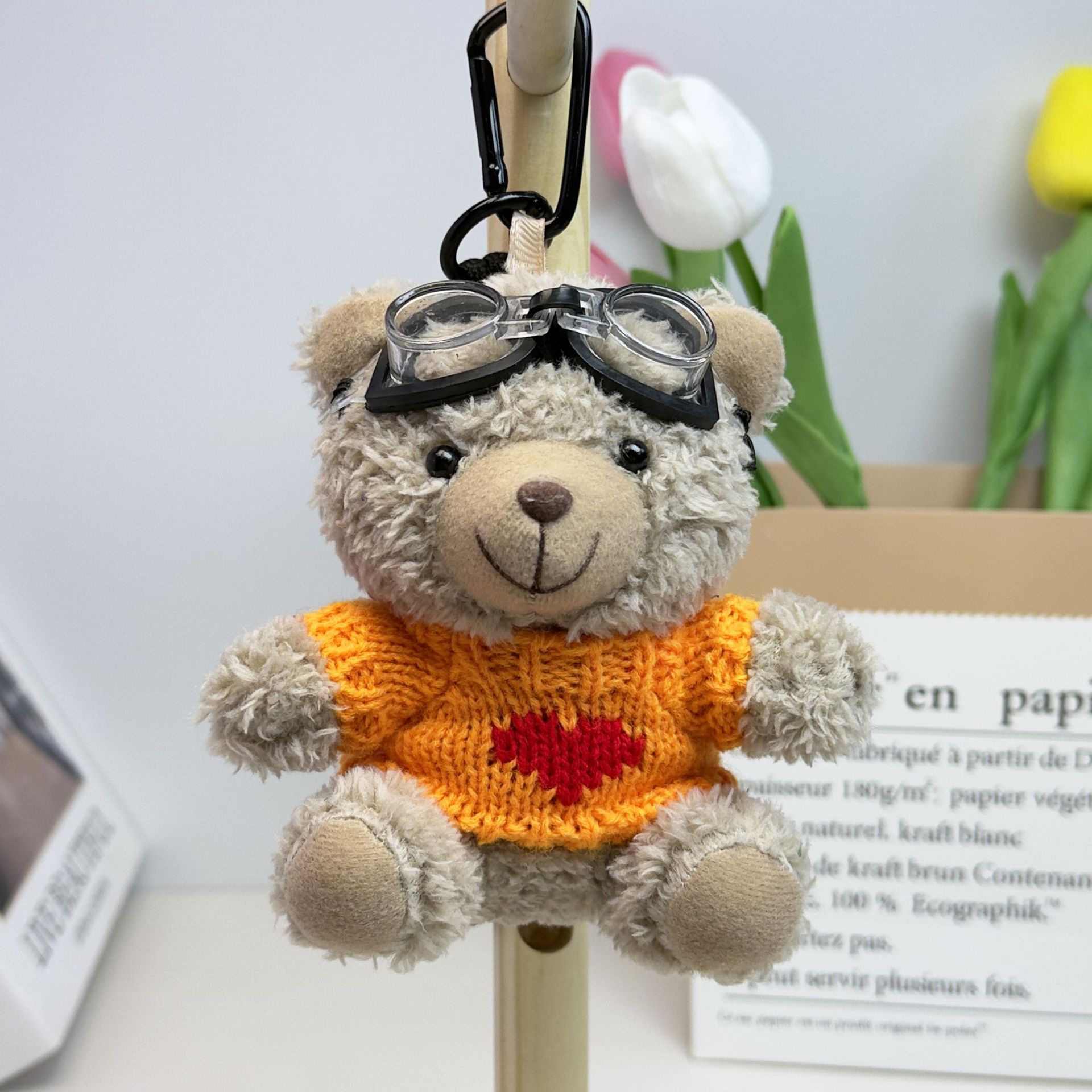 Suéter Teddy Bear Keychain bolsas colgantes muñecas de peluche creativas lindas gafas piloto Teddy Bear