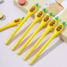 软胶造型菠萝旋转小熊中性笔植物创意签字笔韩国文具办公用品厂家