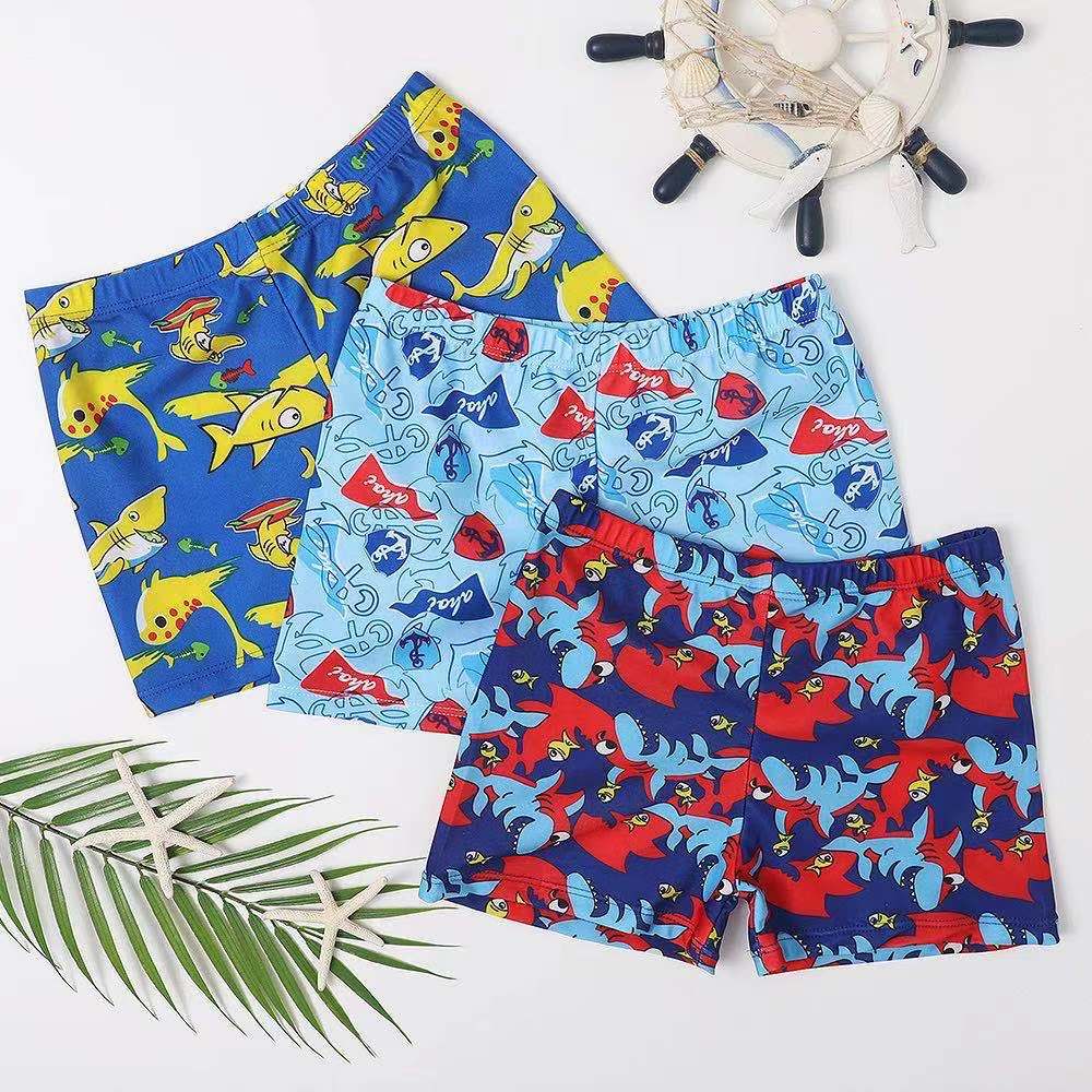 Boys' Swimwear Children's Students Cartoon Cute Swimming Trunks Color Hot Spring Flat Corner Four Corner Middle-aged Children's Swimming Trunks