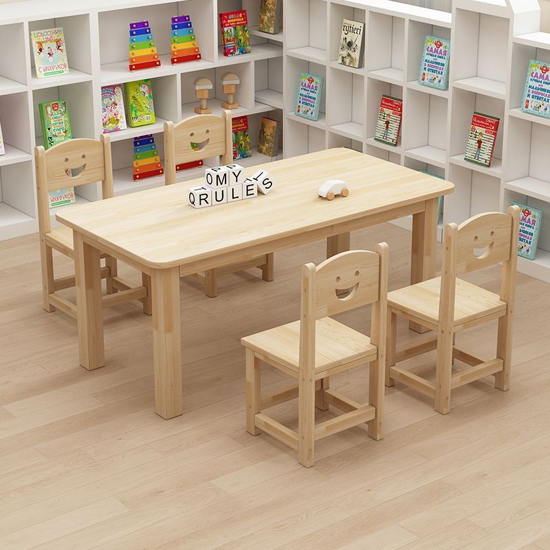 Kindergarten Tables and Chairs Children's Learning Solid Wood Table Home Writing Combination Set Training Class Early Education Learning Table