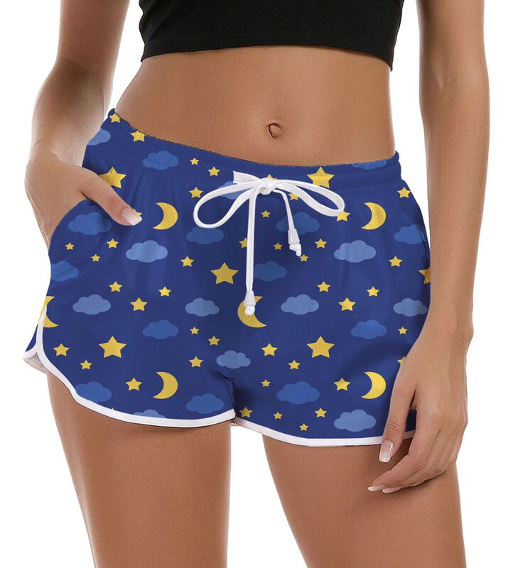 夏アマゾン AliExpress カジュアルクラウドスタースイート 3D デジタルプリントレディースショーツ温泉ビーチパンツ|undefined