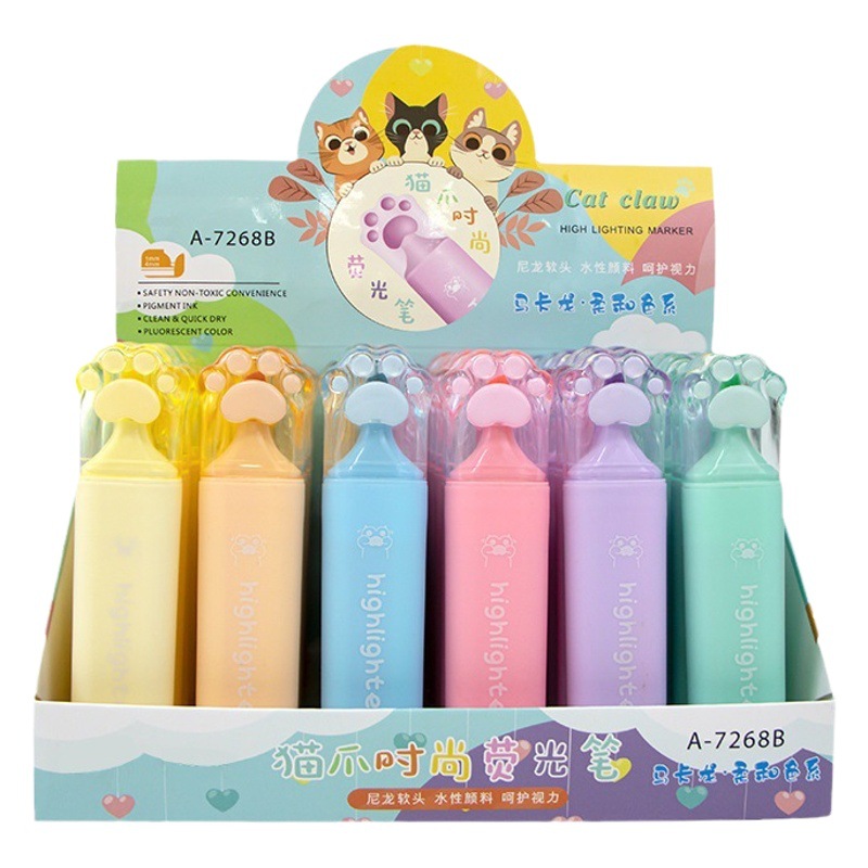 Garra de gato forma protección de los ojos resaltador dibujos animados lindo Super lindo de alto aspecto creativo exquisito macaron color resaltador