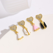 清新甜美不对称滴油新郎新娘耳钉耳坠饰品女魅力时尚爱心满钻耳坠