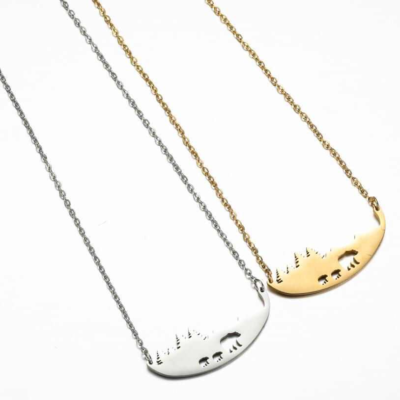 18K Gold Plated Plating Material 201 Stainless Steel Pendant Material Retro Wolf Cat Bird 201 Stainless Steel Plating Hollow Out 18K Gold Plated Women'S Pendant Necklace