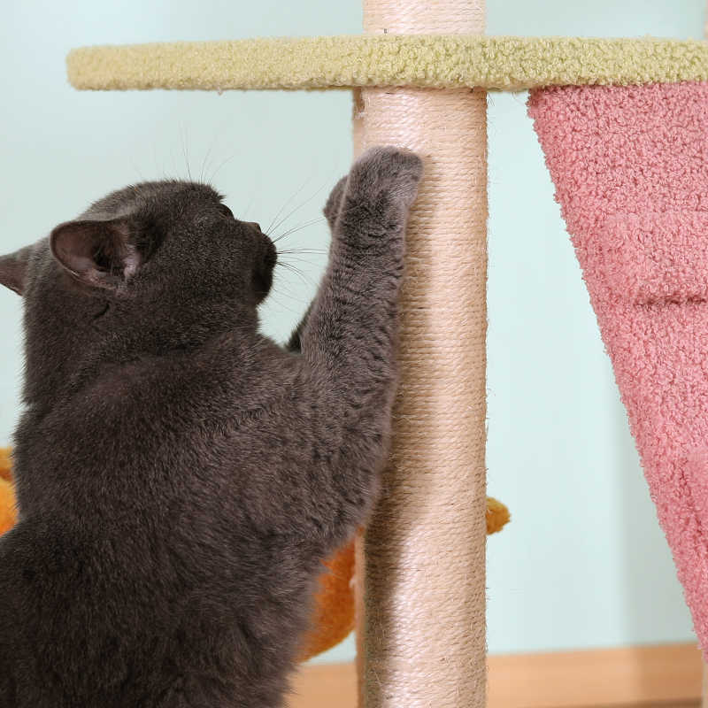 Cat trepando estante, gato nido, árbol de gato, estante para gatos, columna de agarre para gatos, banda de salto para gatos, cabina espacial, juguete para gatos