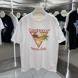 外贸casablanca卡萨布兰网球场印花倒三角短袖