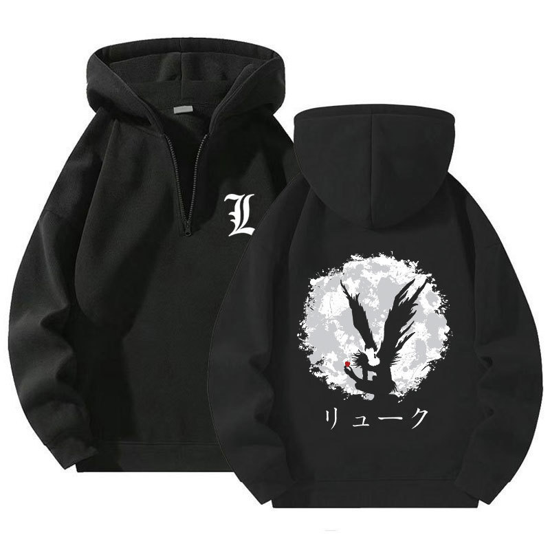 Cross-Border New Quarter Zipper Pullover Sweatshirt for Men and Women Casual Anime Death Note Zipper Sweatshirt