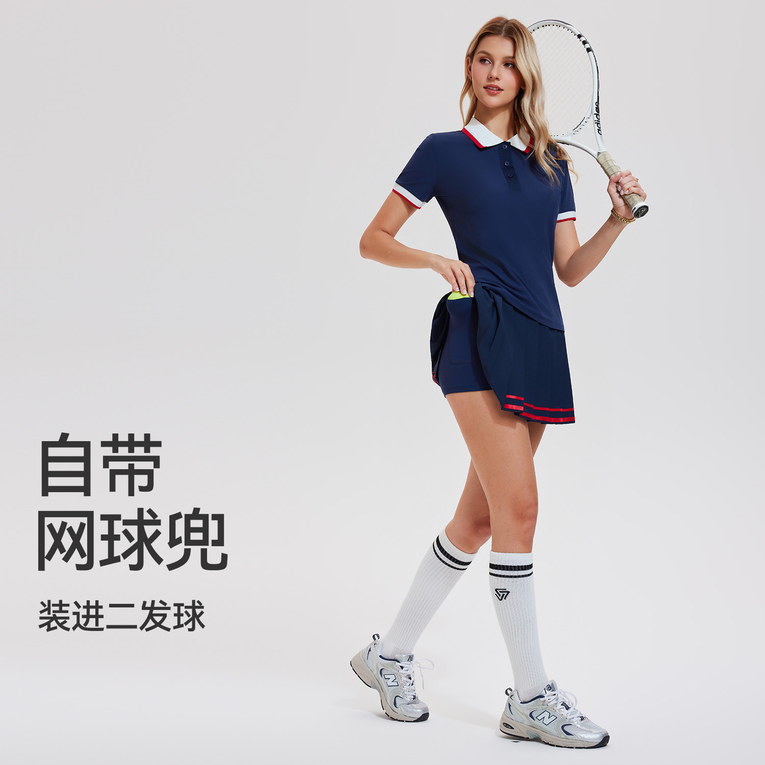 Cross-border nuevo vestido deportivo corto de mujer caminando desnudo acondicionamiento al aire libre bolsillo vestido de tenis de golf