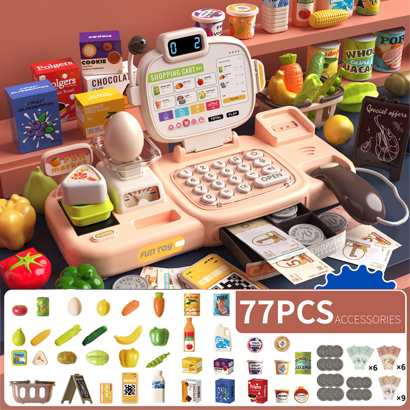Comercio exterior para niños simulación reconocimiento de voz inteligente caja registradora escaneo de tarjeta de crédito compras caja registradora de frutas