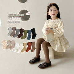 Girls' leggings solid color striped spring and autumn thin style outer wear inner candy color children's jumpsuit new girls' pants