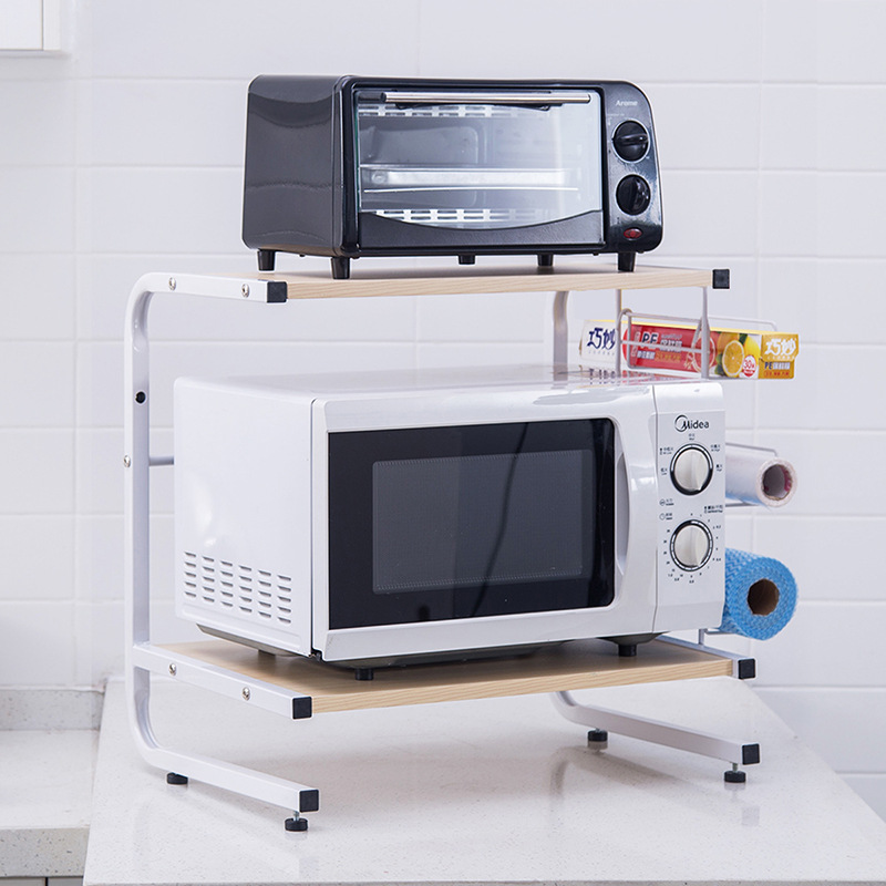 Tubo cuadrado de doble capa placa gruesa en forma de U estante del horno de microondas cocina horno doméstico rack de almacenamiento multifuncional de escritorio