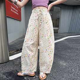 女童韩系阔腿裤批发夏季新款百搭高腰显瘦设计感宽松休闲阔腿裤潮