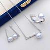 Fashionable earrings from pearl, pendant, ring, set, silver 925 sample, simple and elegant design