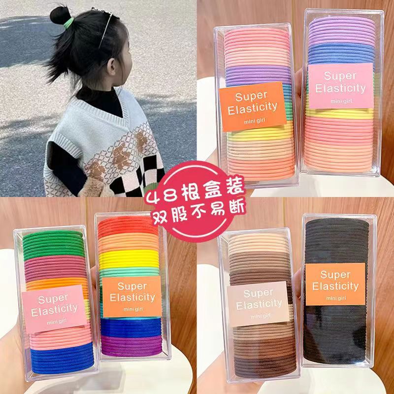 Nueva banda de goma para niños diadema de color caramelo banda de goma de alta elasticidad las niñas no lastiman la cuerda del pelo banda de pelo TikTok transfronteriza