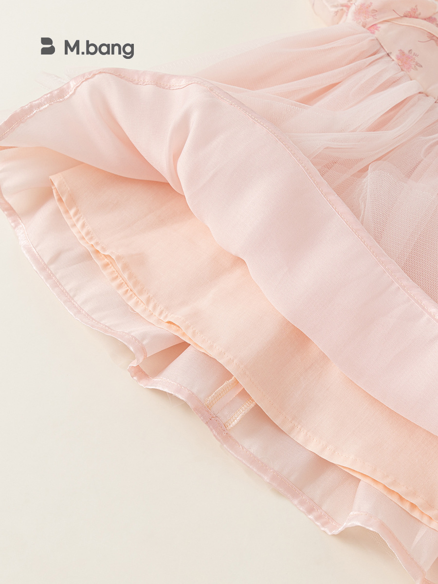 Youbao ropa para niños cheongsam con hebilla para niños falda de malla floral vestido de estilo chino para niñas falda de niña de moda nacional