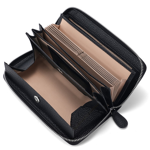 Japanese Style Genuine Leather Men's and Women's Wallet RFID Anti-Magnetic Anti-Theft Credit Card Slot Money Clip Long Handbag Cowhide Coin Purse 