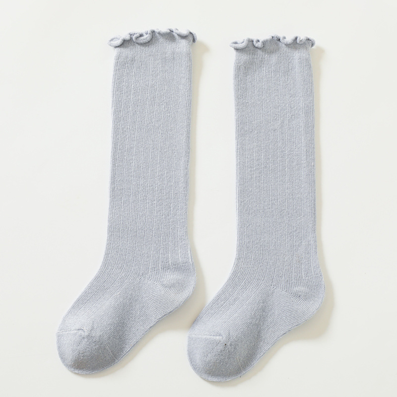 Nuevos calcetines de media pantorrilla de oreja de madera para niños de otoño e invierno calcetines de encaje de bebé sobre la rodilla calcetines largos sueltos calcetines para niños y niñas