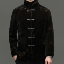 男士新款中国风立领盘扣金貂绒羽绒服外套中年唐装加厚保暖上衣男