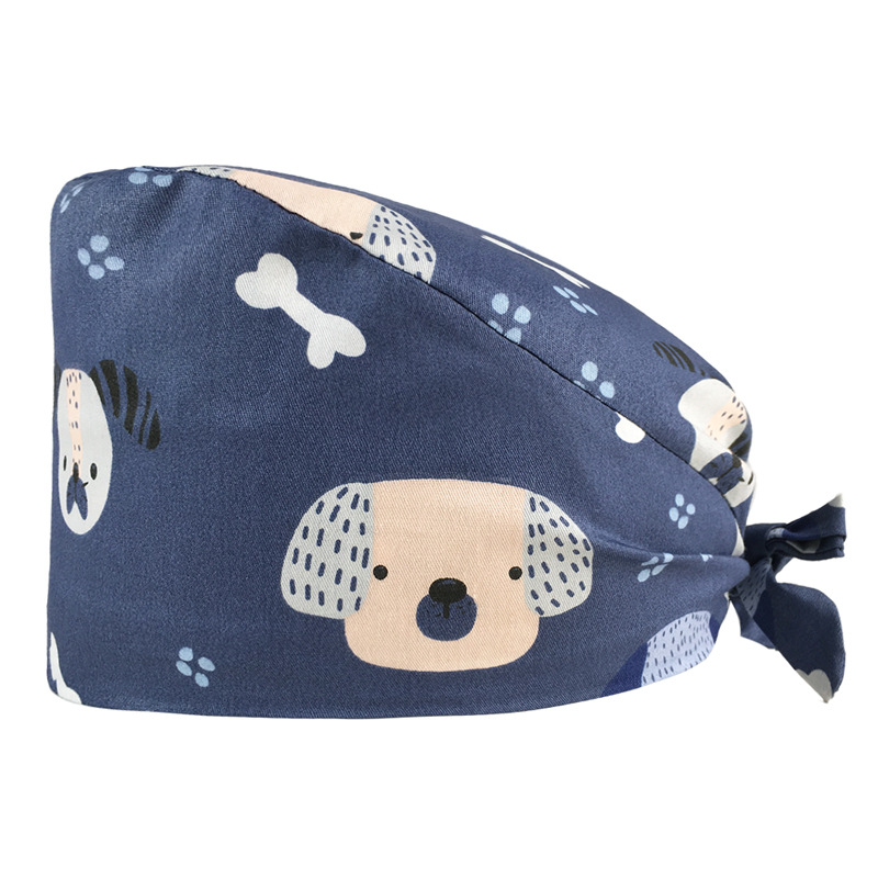 Tapa de enfermera de la UCI impresa elástico hebilla ajustable tapa quirúrgica quimioterapia de algodón puro tapa de confinamiento de las mujeres tapa de trabajo médico hombres