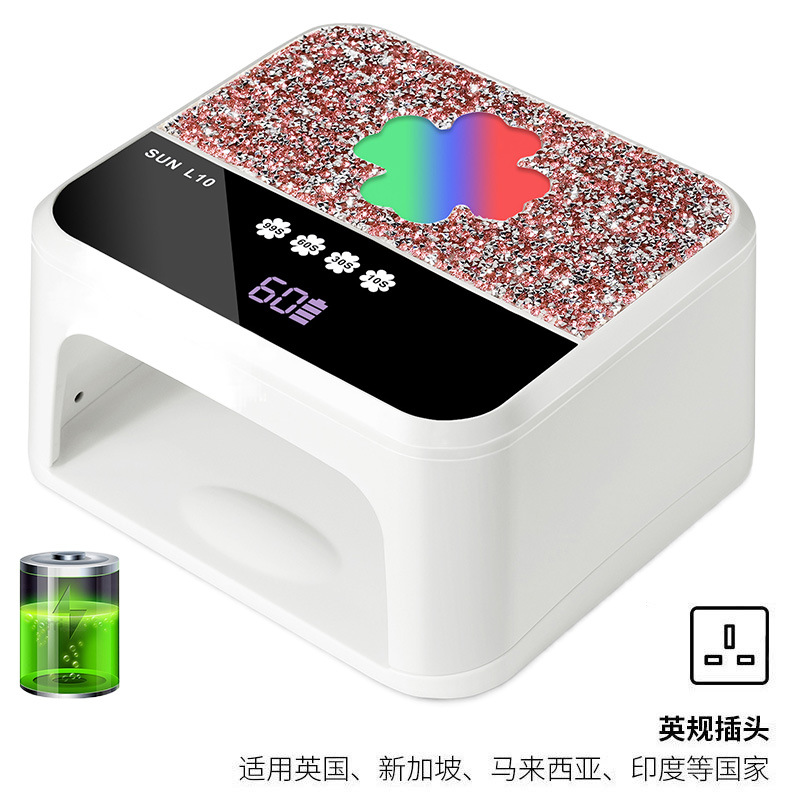 Comercio exterior lámpara de manicura de diamantes almacenamiento de energía LED luz de fototerapia de inducción inteligente goma de manicura tienda de manicura recargable lámpara de manicura