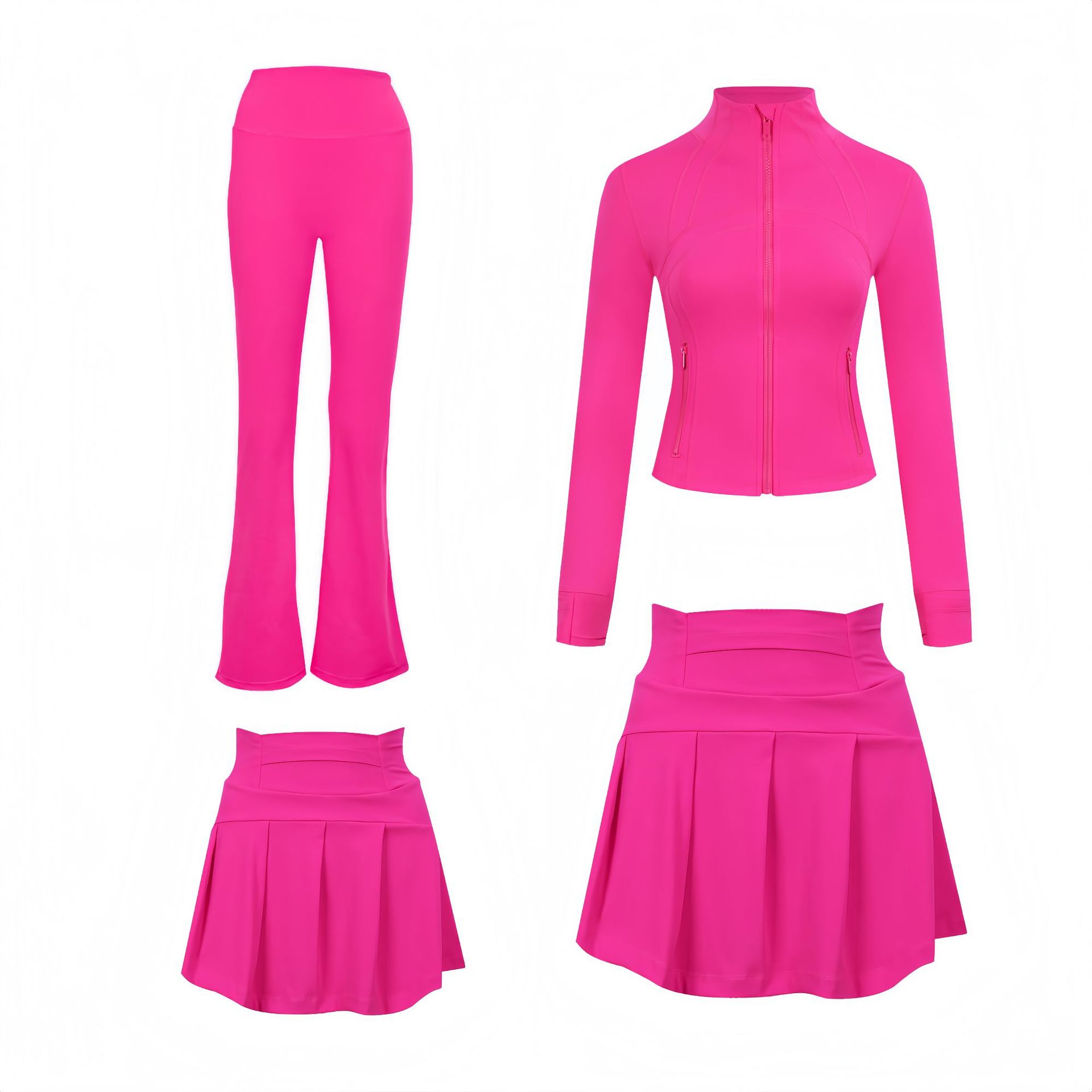 Women's Slim Fit Elastic Active Set With Jacket And Skirt_voghion.com