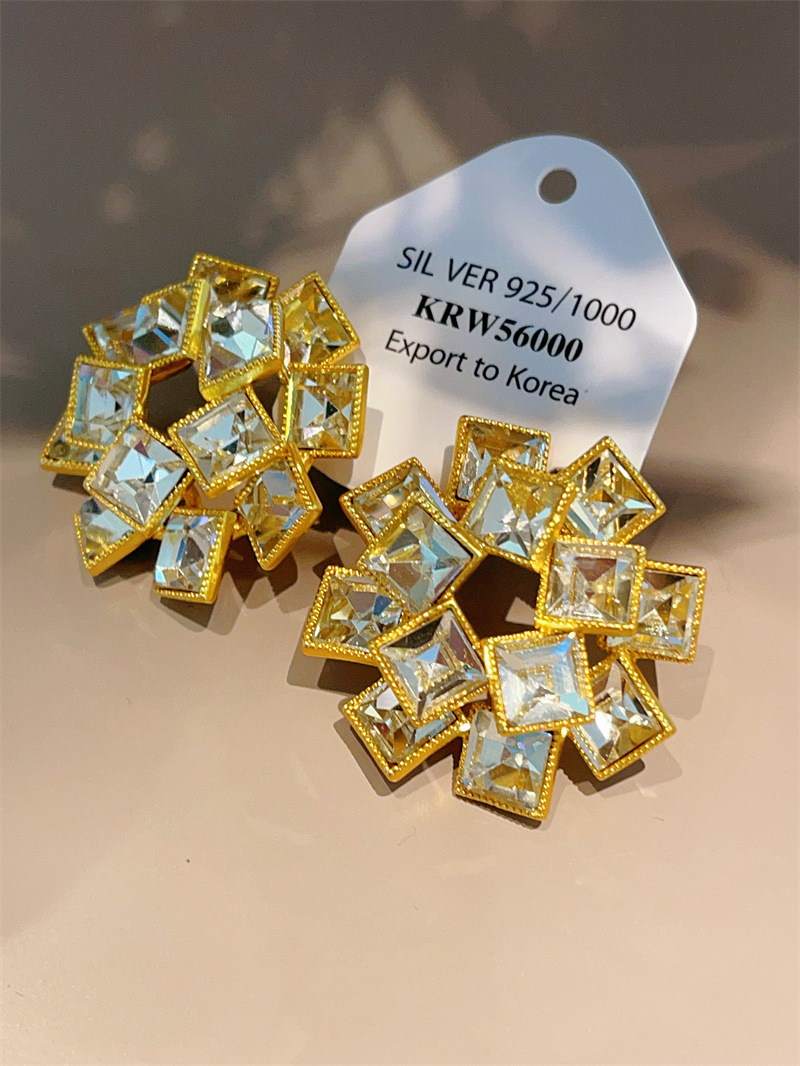 Holiday, Shopping Occasion 1 Pair Exaggerated Geometric Plating Inlay Copper Zircon Earrings