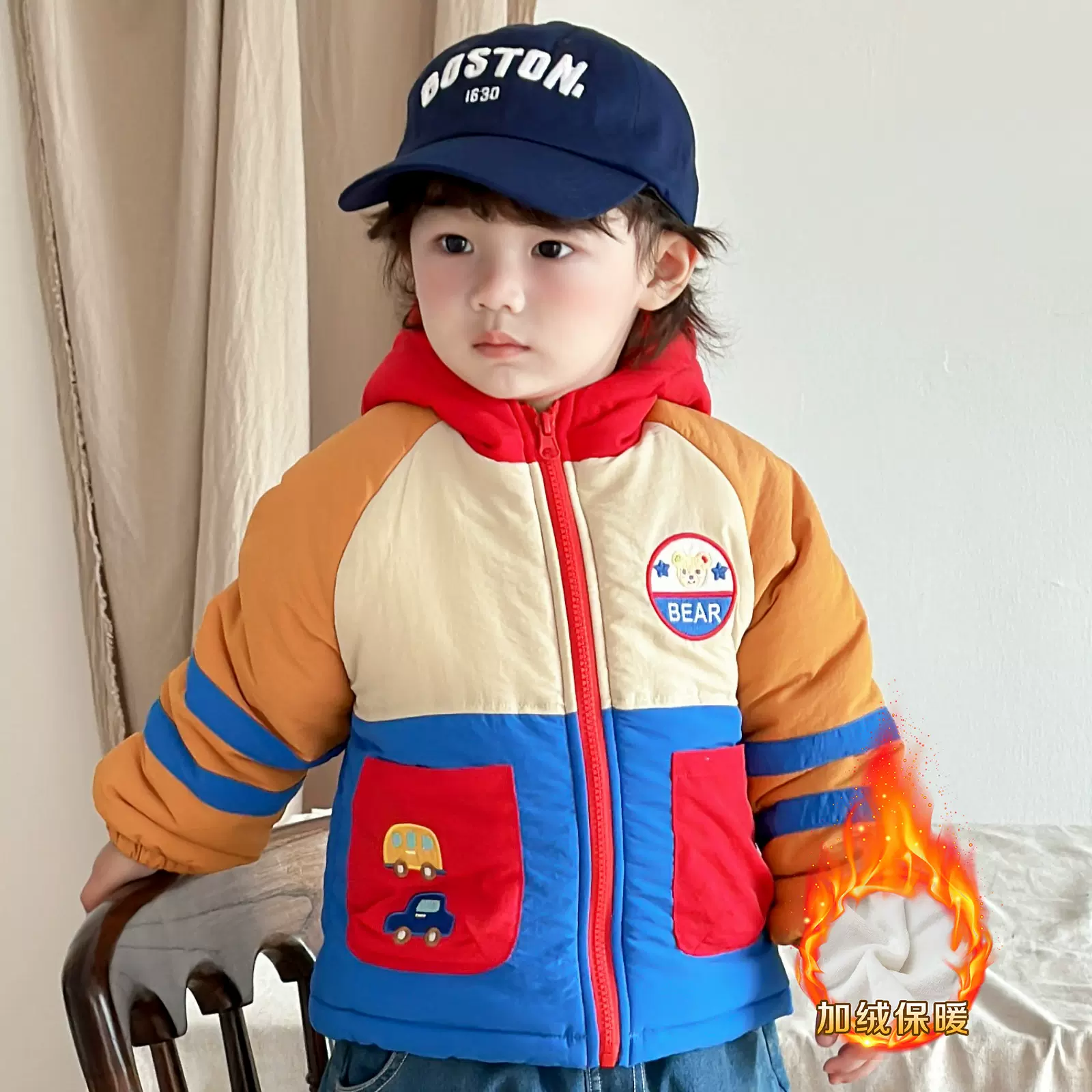 儿童棉服25冬季新款加厚女童棉服宝宝棉服保暖童装男童加绒外套