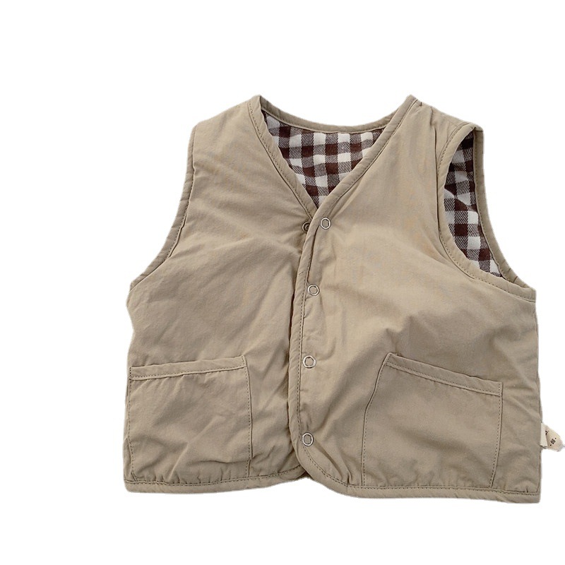 Bebé chaleco a cuadros bebé Otoño e Invierno ropa Corea del Sur ropa para niños otoño bebé Chaleco de algodón niños y niñas chaleco