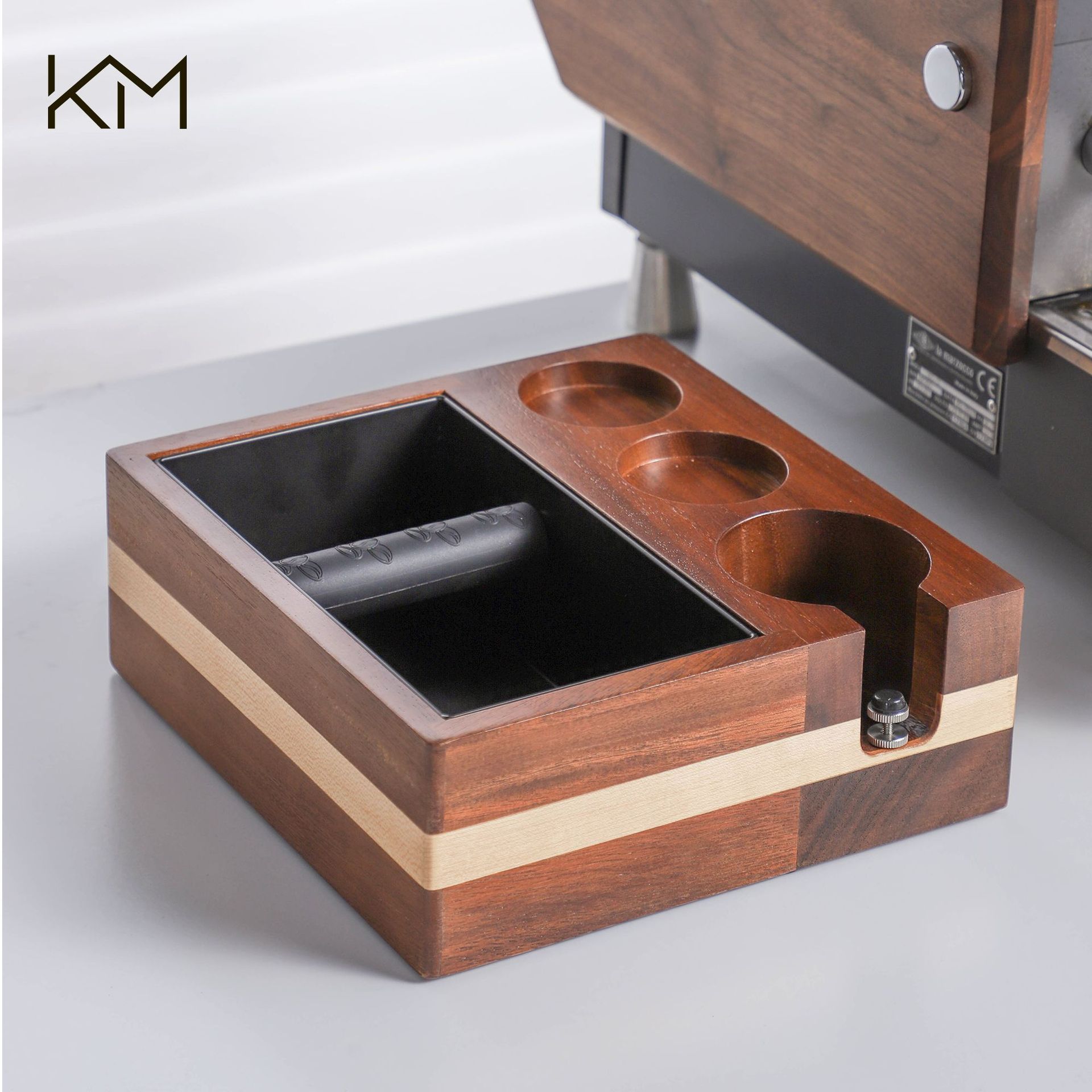 Cuatro en uno café knock caja de escoria máquina de café italiano mango soporte de almacenamiento caja de escoria nogal polvo prensado titular Cubo de escoria