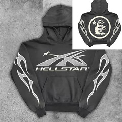 2025新型クロスボーダーHELLSTAR前後のプリント国潮は帽子のパーカーと一緒にカジュアルなモデルがよく売れています。