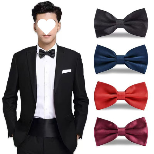 Tie for men wedding best man groom bow tie wine red black business student lazy casual British style
