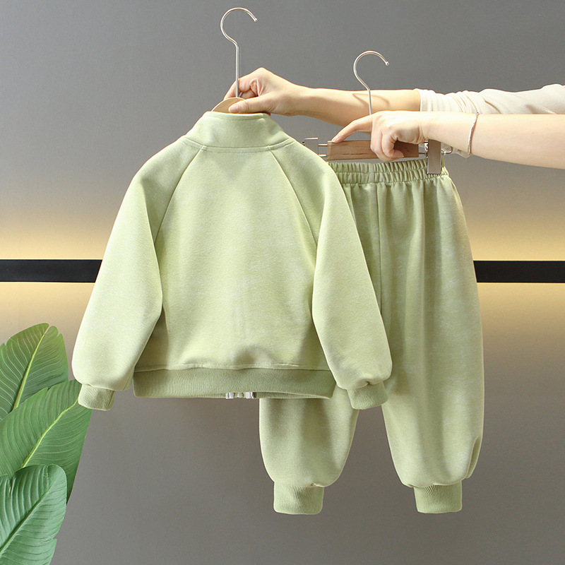7730 traje de primavera para niños 2025 nueva ropa deportiva de primavera y otoño para niños ropa para niñas cárdigan de dos piezas para bebés