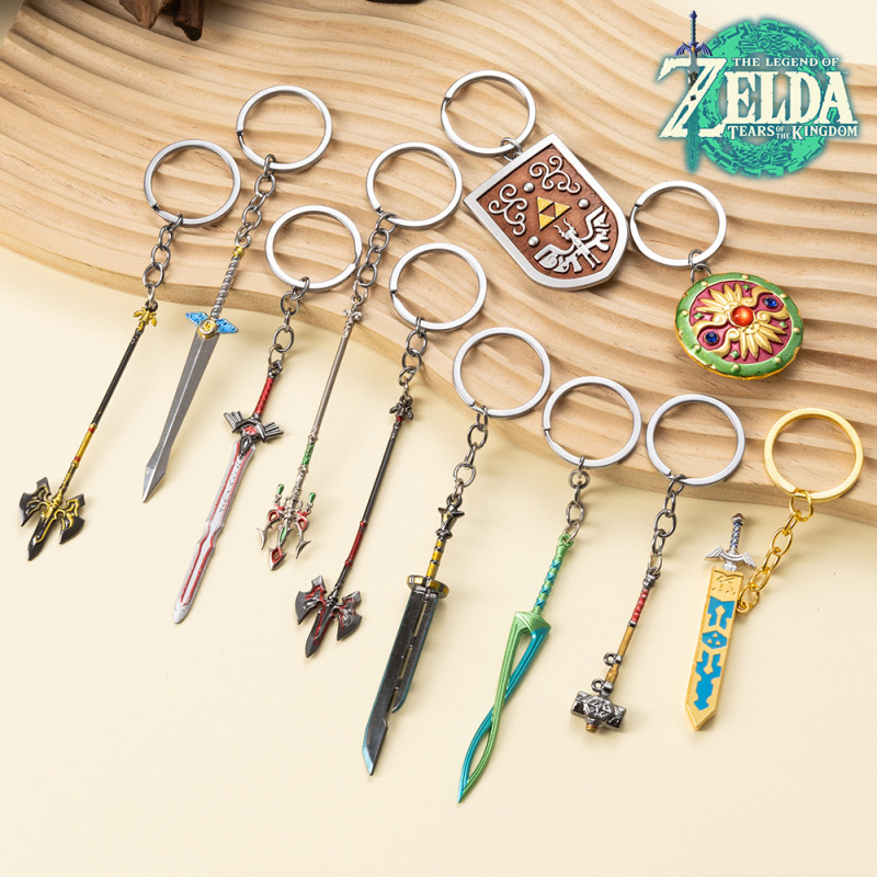 Legend of Zelda Merchandise Master Sword Guard Great Sword Light Scale Gun Rock Breaking Hammer Alloy Keychain Ring Pendant