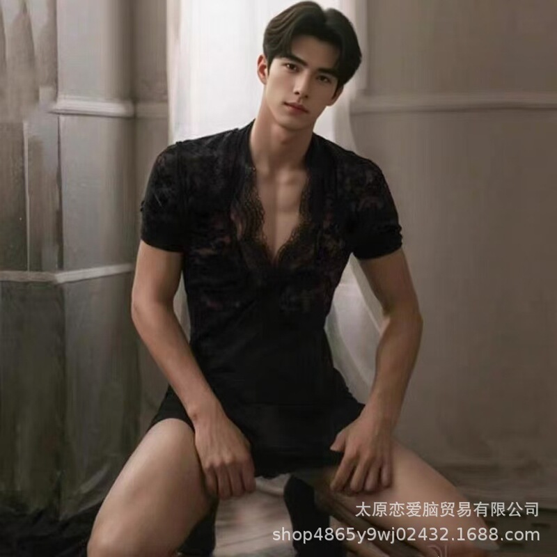 Men's Special Sexy Intimates, Sexy Temptation, Shame, See-Through Bondage Jumpsuit, Bed Passion Shirt, Men's Lace