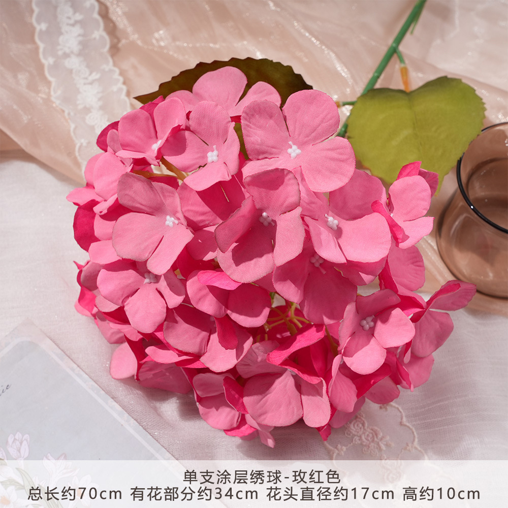 XQ - ไฮเดรนเยียเคลือบเดี่ยว - สีแดงกุหลาบ